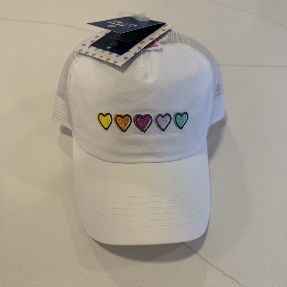 Roller Rabbit x Target Adult Disco Hearts Wave Embroidered Baseball Hat White